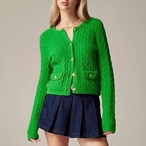 J. Crew Odette Knit Green Cardigan